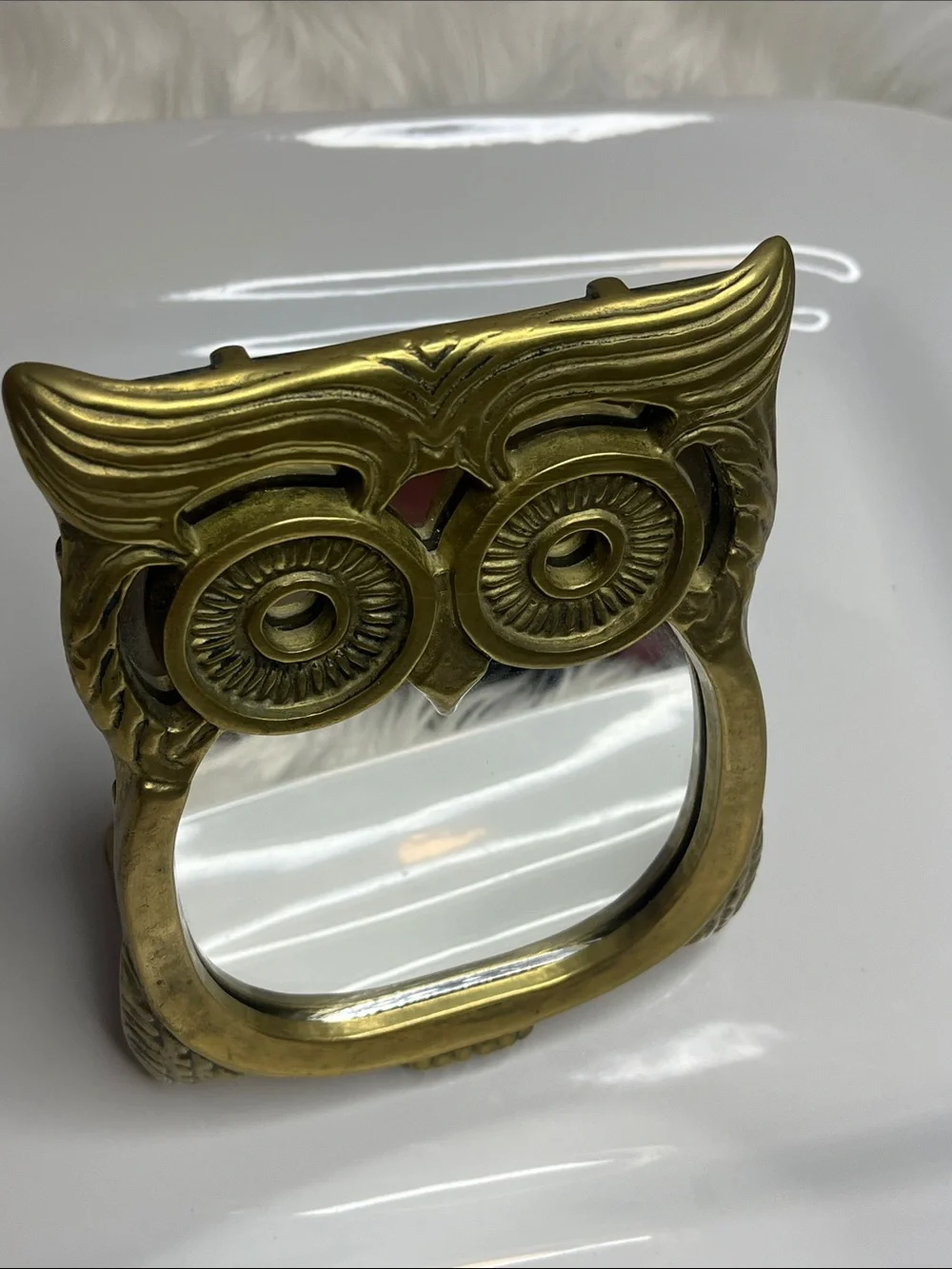 Gucci Brass Owl Mirror - Gold Tone